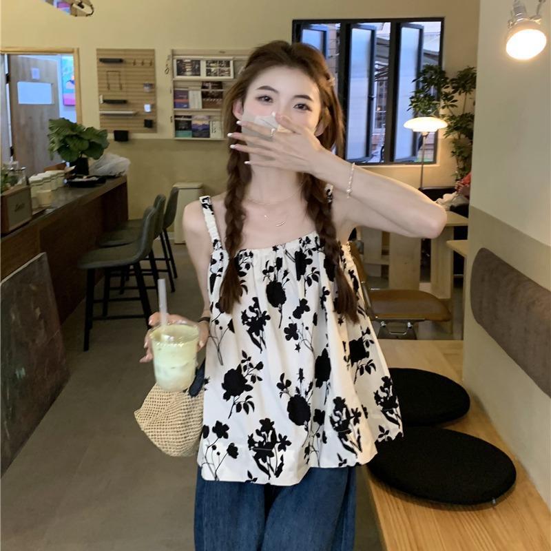 Extra Large Floral Camisole Vest for Plus Size Women - French Niche Design