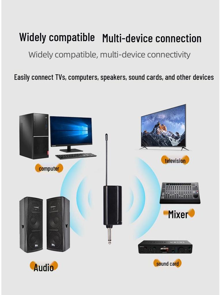 Universal UHF Dual Wireless Charging Microphone for Stage, KTV, Home, or Outdoor Use - 50m Range
