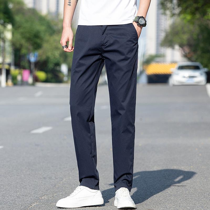 

Штани чоловічі корейська версія тренду ділових чоловічих повсякденних штанів чоловічі штани літні тонкі штани прямі західні штани чоловічі 38 Темно-синій