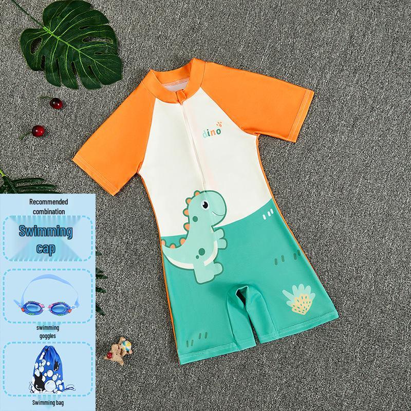 2025 New Boys' One-Piece Swimsuit: Quick-Drying, Sun Protection for Toddlers to Big Kids