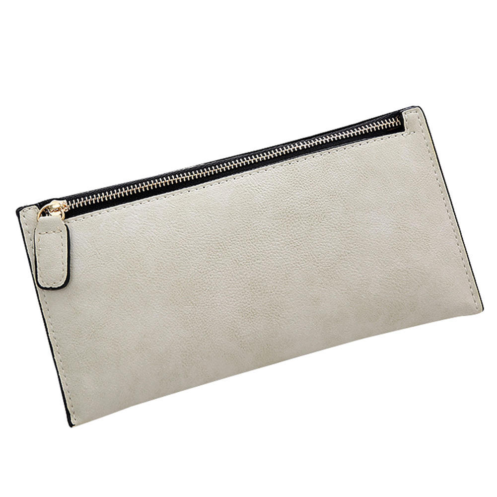 Long PU Leather Women Girl Purse Wallet Mobile Thin Zip Handbag with Card Holders