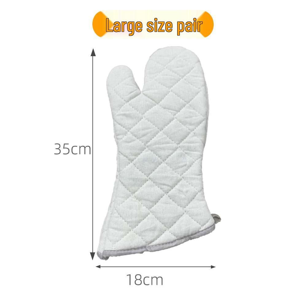 Extended Heat-Resistant Cotton Oven Gloves - Thickened for Kitchen, Microwave, Baking, and Anti-Scalding Protection