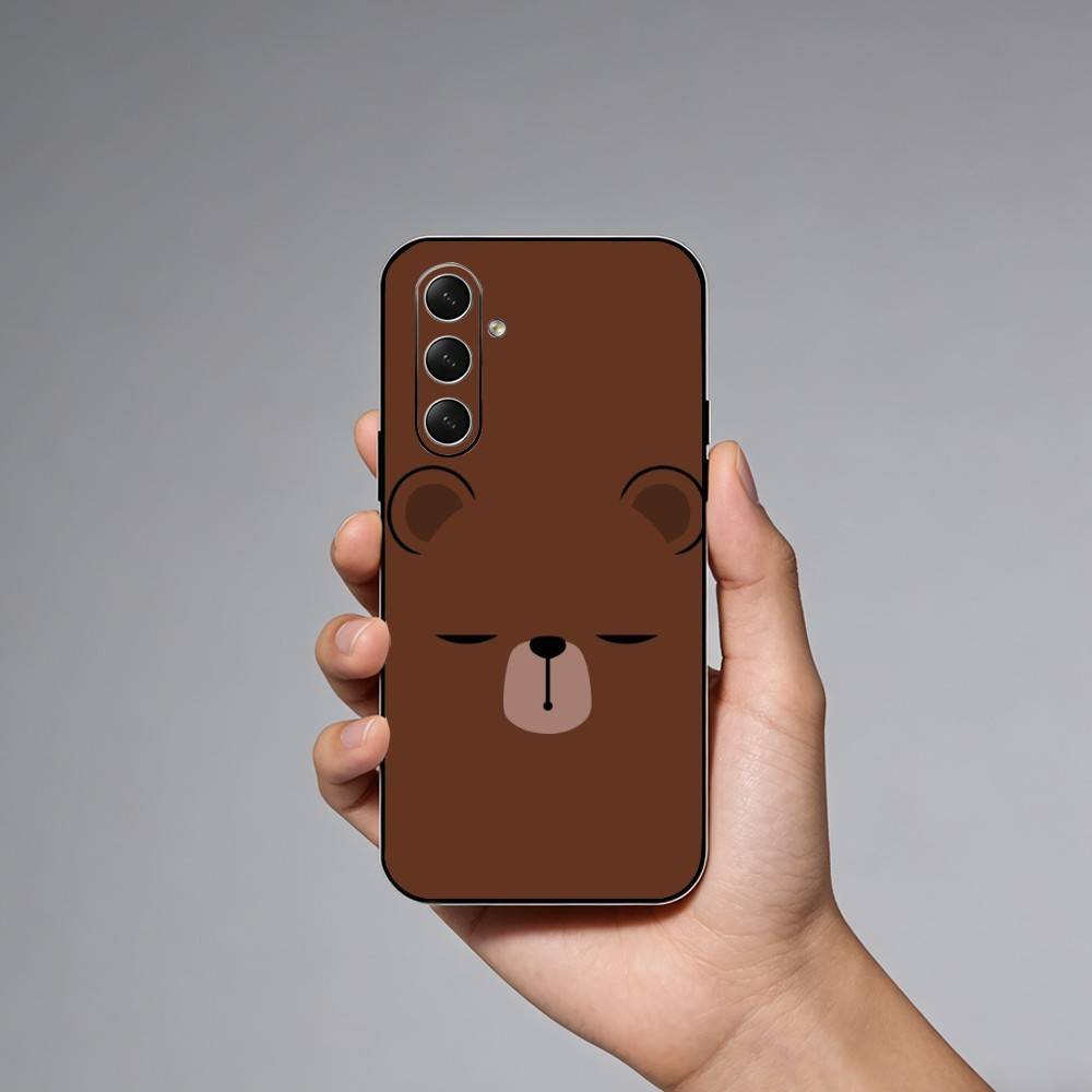 Cute Brown Bear Phone Case For Samsung Galaxy A73,21,22,32,71,53,52,51,80,5G Soft Black Cover