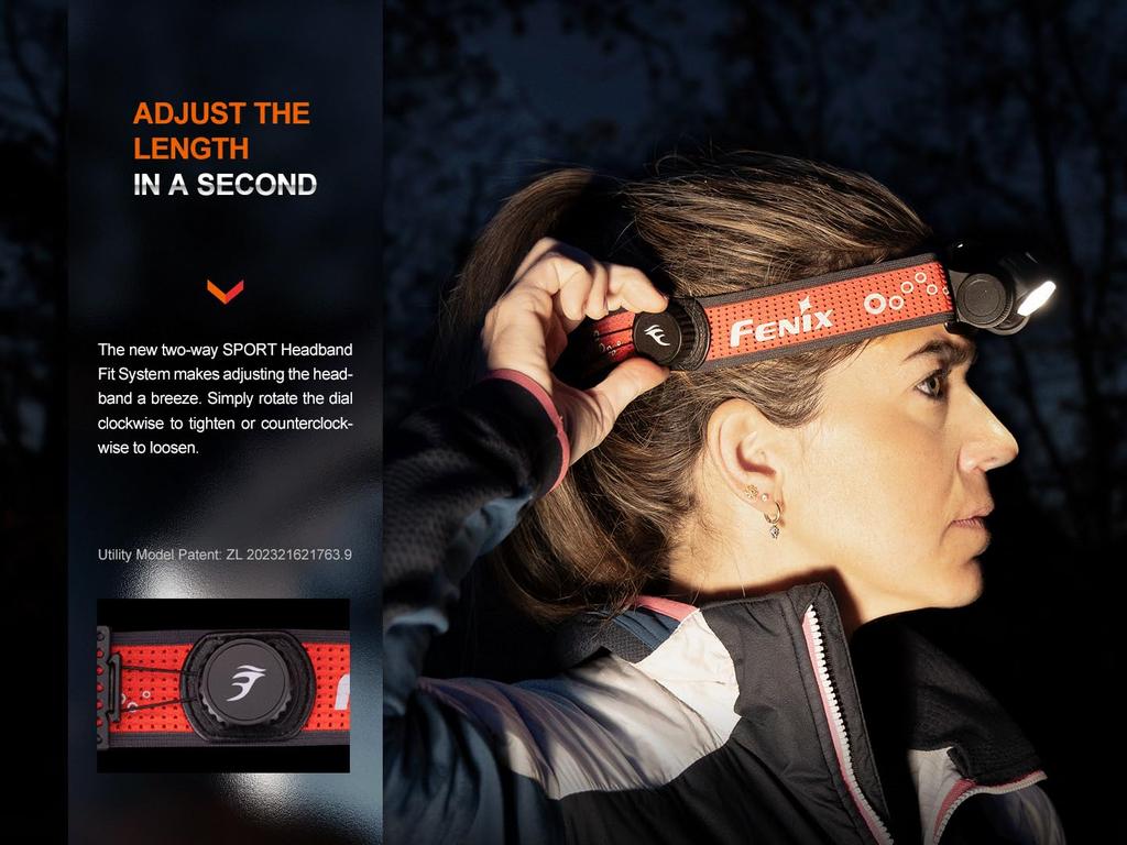 Fenix Max 1600 Trail and Night 18650 Rotating Adjustable IP68 Dustproof and Waterproof HM65R-T V2.0 Headlamp, Lumens, Running, Included, USB-C