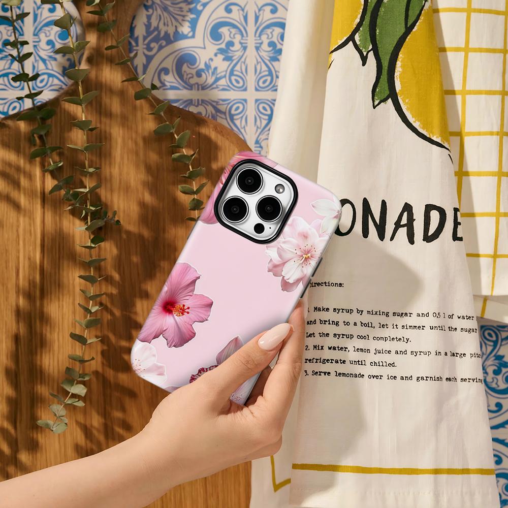 Blush Floral Dream Phone Case for IPhone 16 15 14 13 12 11 X XS XR XSMAX 7 8 Pro Max Plus Double-layer Back Cover