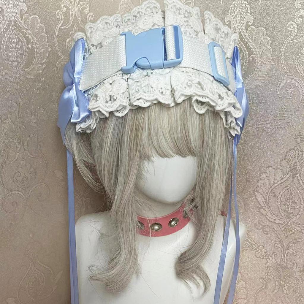 Women Hair Hoop Anime Maid Cosplay Headband Lace Flower Headwear Hair Accessory Ribbon Bow Hairband for Girls