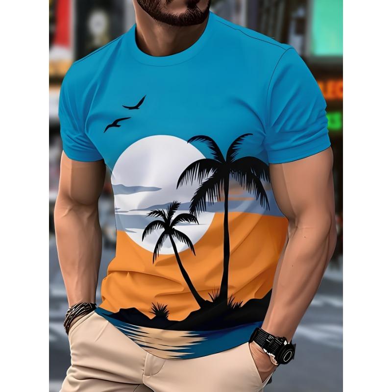 Men s tropical palm tree graphic T-shirt S