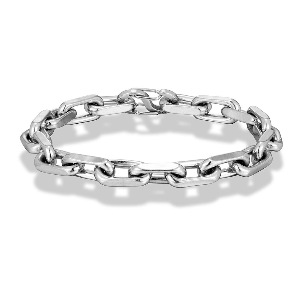 Fashion Rectangle Chain Link Men Bracelet Punk Stainless Steel Motorcycle Bracelets Male Jewelry with Double S Clasp