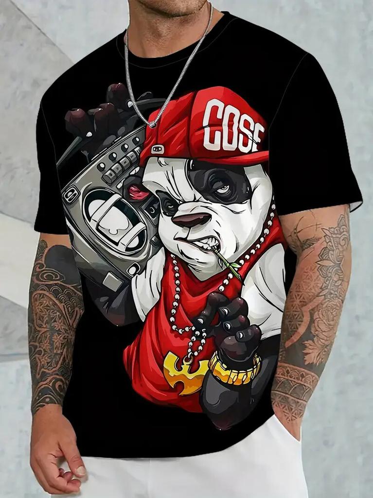 Fun Cartoon Duck Print Men's T-Shirt Casual Summer Casual Short Sleeve Pullover Fashion T-Shirts Outdoor Male Overszied Clothing