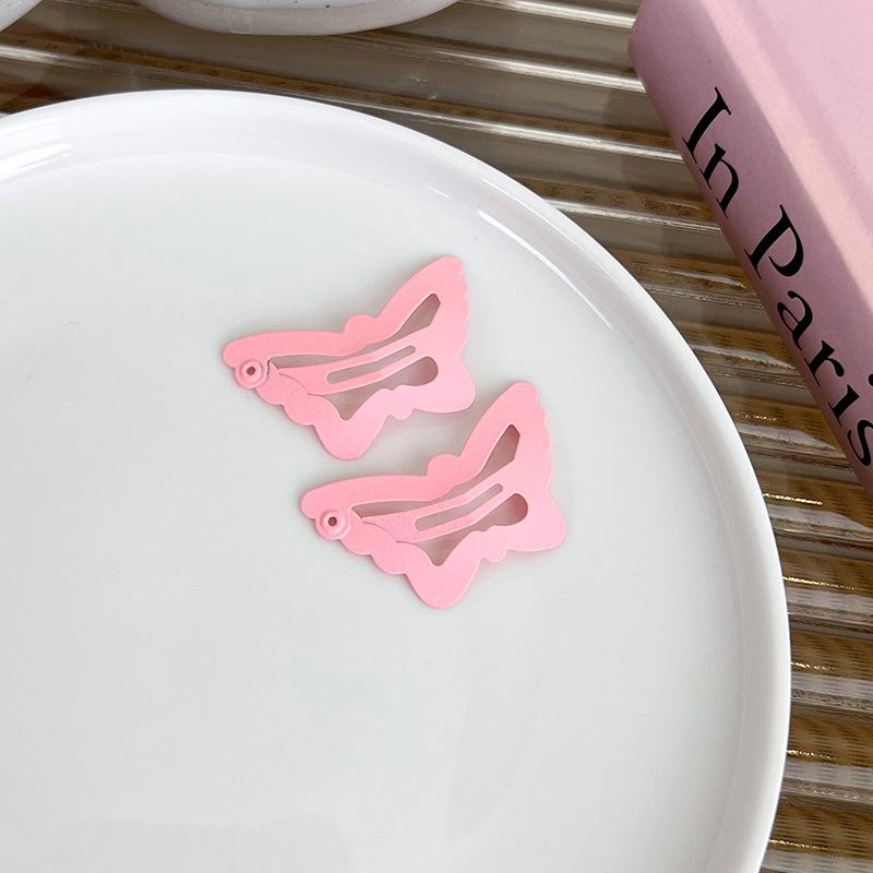 

Красочная заколка-бабочка с боковой челкой и сломанной шпилькой BB. Милый милый женский головной убор. розовый