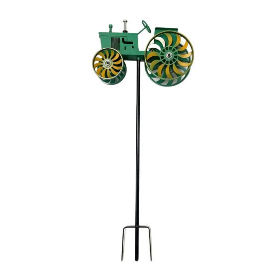 

Garden Wind Spinner Kinetic Tractor Wind Sculpture with Rotating Wheels Outdoor Metal Windwill with Stake for Flower Bed Lawn Patio
