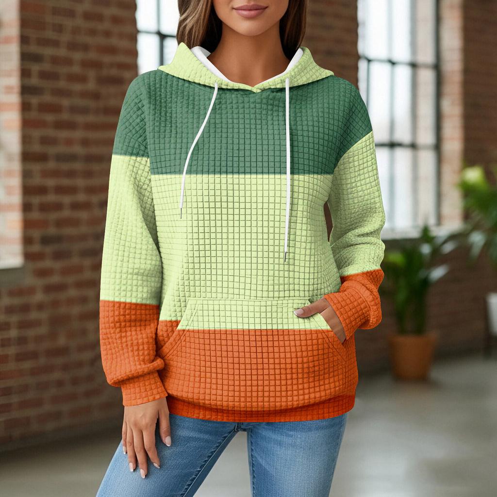 Women's Knit Hoodie - Long Sleeve Pullover with Pocket, Casual Loose-Fit Sweatshirt for Daily Wear/Outdoor