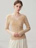 Autumn 2026 Women's Lace V-neck Cashmere Sweater - Elegant Slimming Knitwear
