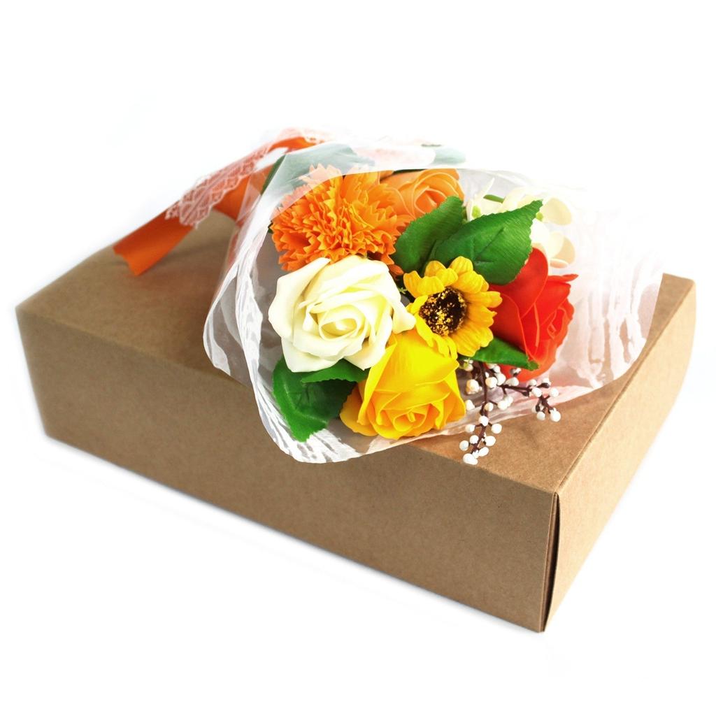 Soap Flower Bouquet Gift Box, Orange