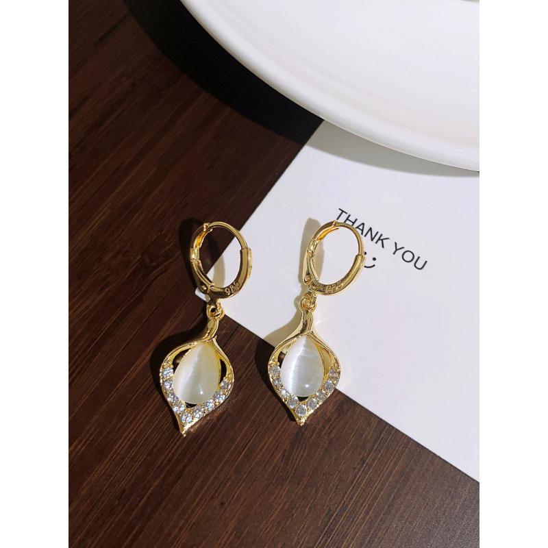 S925 Silver Cat s Eye Teardrop Earrings, 2023 Fashionable Dangle Jewelry