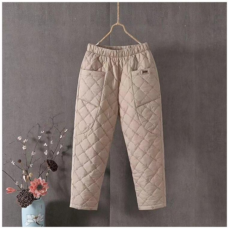 

Осенние и зимние шаровары в стиле ретро, ​​женские стеганые толстые теплые свободные хлопковые брюки большого размера, верхняя одежда, модные хлопковые брюки XXL