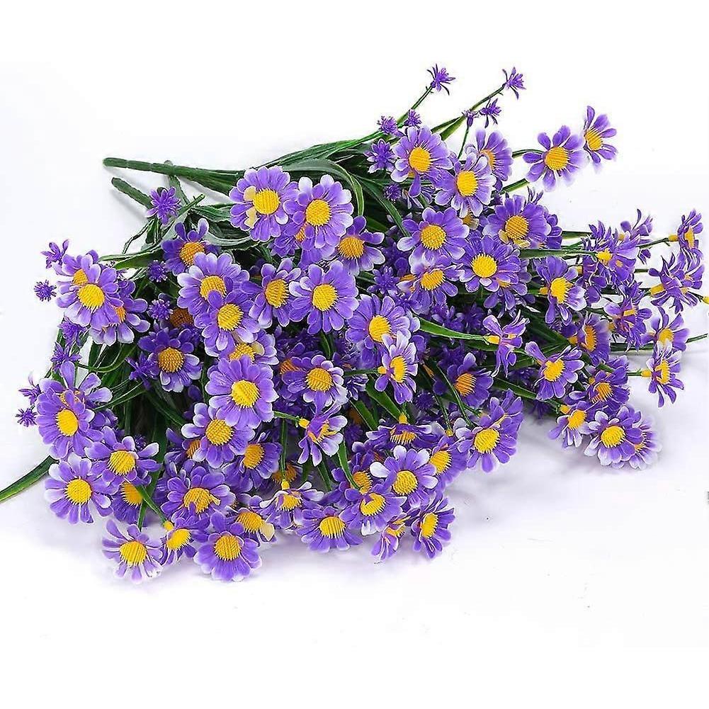 4 Stück künstliche Gänseblümchen künstliche Blumen grüne Kunststoffsträucher gefälschte Blumen Innen Außen (Weiß)