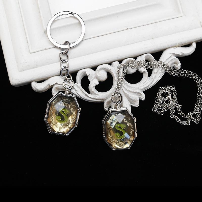 Harry Potter Slytherin Pendant Necklace With Box Keychain For Harry Potter Fans