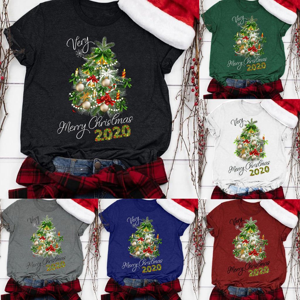 

Рождественские женщины с коротким рукавом повседневная футболка Санта-снежинка забавные топы с принтом