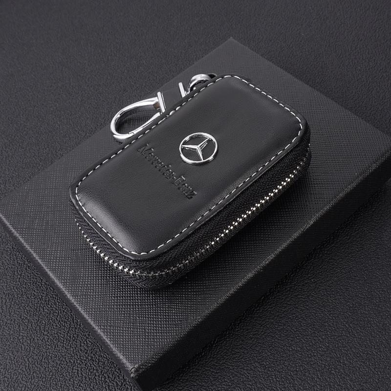 CQY1 Leather Car Key Case Protection Auto Key Bag Key Chain Cover for Mercedes Benz S400L S450/S500 MaybachS480 Auto Accessories