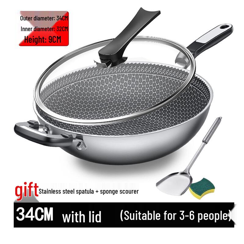 Saste 316 Stainless Steel Wok with Lid