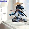1 pièce Statuette Acrylique Guerrier Plat 2D - Art Guerrier Traditionnel Décoration Double Épée, Décoration de Maison, Décoration de Bureau,