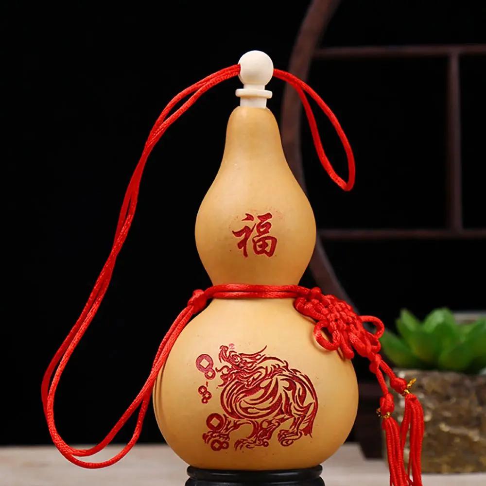 Feng Shui Lucky Gourd Hanging Calabash Red String Wealth Health Enhancer for Home/Office Traditional Chinese Decorative Talisman