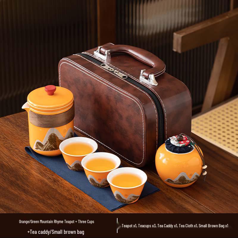 Portable Ceramic Kung Fu Tea Set - Travel Quick Cup for Office or Outdoor Use, Ideal Business Gift