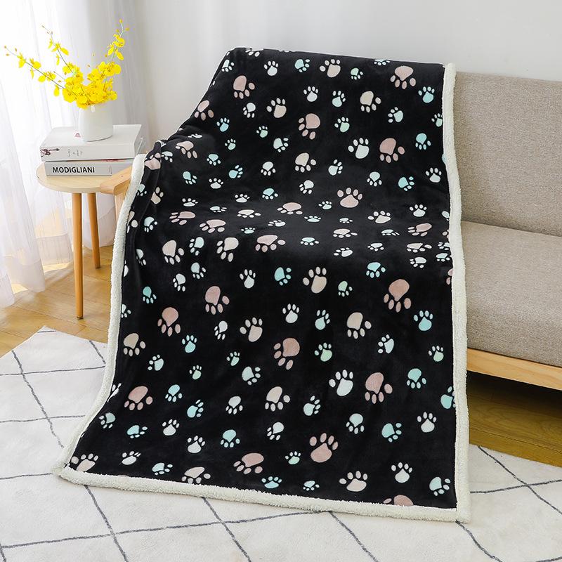 Flannel Sherpa Thickened Double-Layer Pet Blanket and Dog Bed Mat