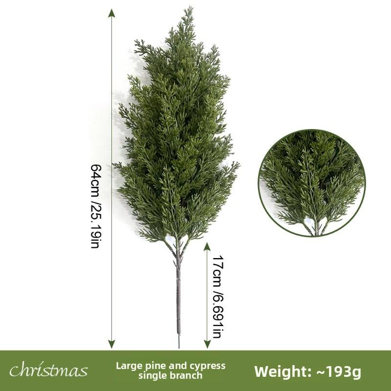 Artificial Green Plants, Artificial Pine Needles, Bunches, Christmas Single Pine and Cypress Indoor Flower Arrangement Decorations