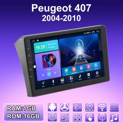 Peugeot 407 2004-2010 İçin 2 DIN Android Araba Radyosu Multimedya Oynatıcı Ana Ünite Stereo GPS Navigasyon WIFI 1+16GB