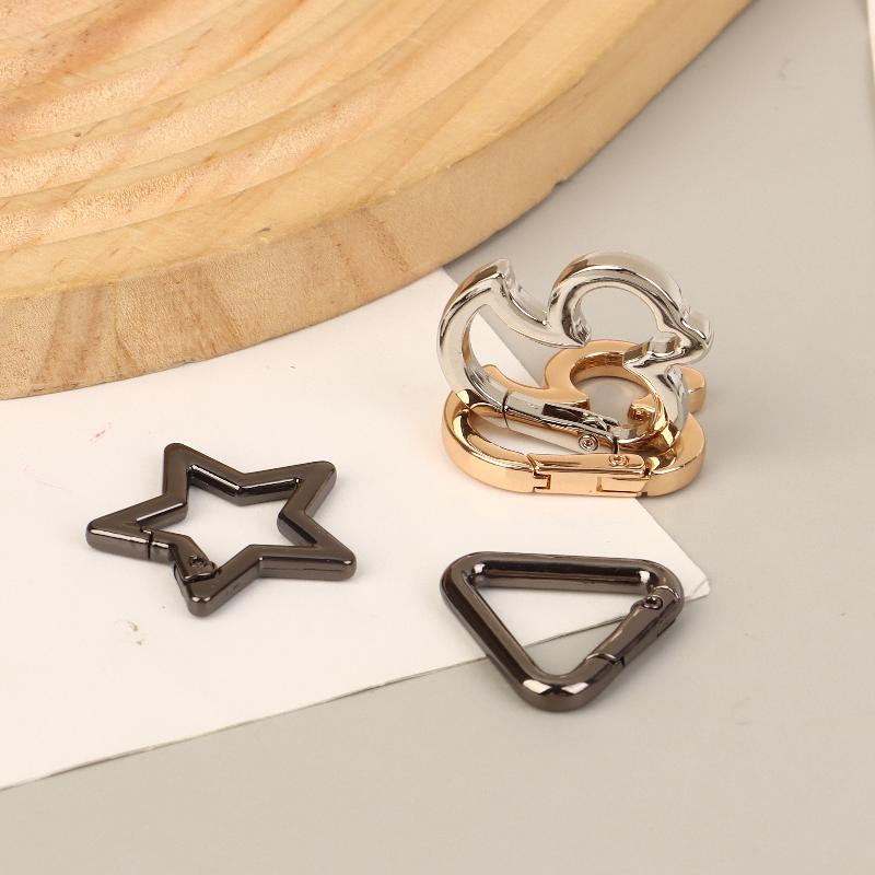 5Pcs Star Duck Flower Shape Spring Ring Open Buckle Carabiner Snap Clip For Leather Bag Handbag Belt Strap Connector