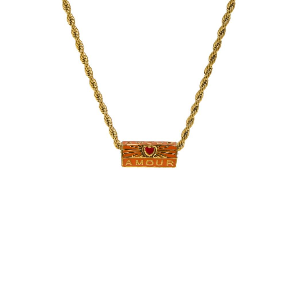 Sweet Charm Enamel Eye Pendant Necklace Wish Card Hexagonal Neck Chain  Summer Beach
