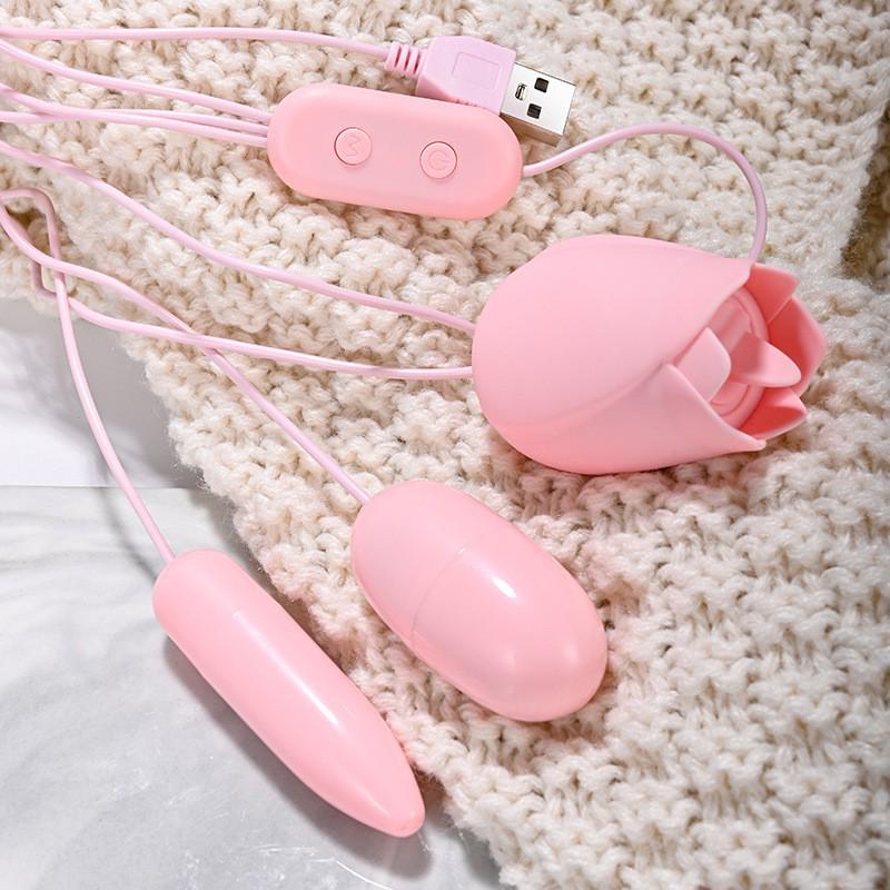 Jinle Rose USB Tongue Licking Vibrator – Round Egg Design for Female Pleasure, Adult Fun.