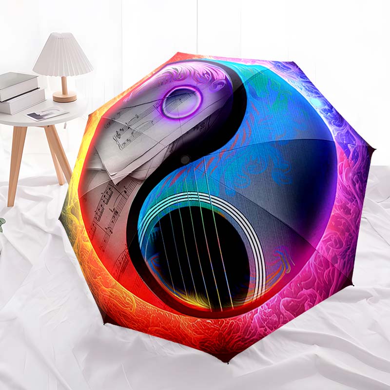 

1pc Music Theme pattern Umbrella Portable Folding Umbrella Iron Frame Hole Bone Structure Outdoor Home Umbrella разноцветный