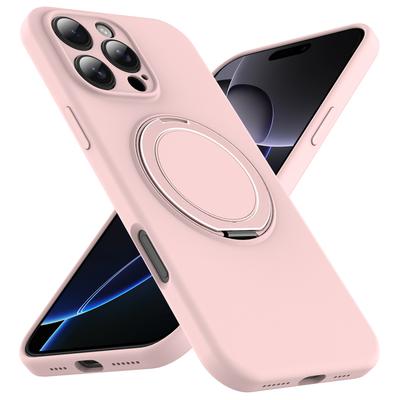 For iPhone 16 Pro Case Compatible with MagSafe Rotating Metal Kickstand PC + Silicone Phone Cover