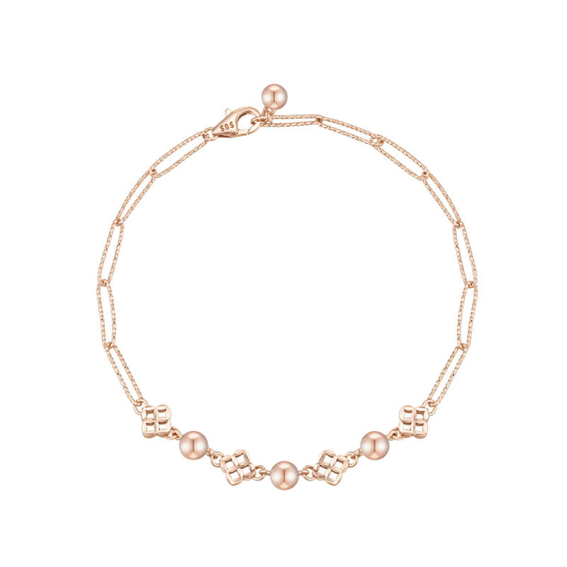 

14K Gold Clover Cutting Bracelet BB03012 Pink Gold
