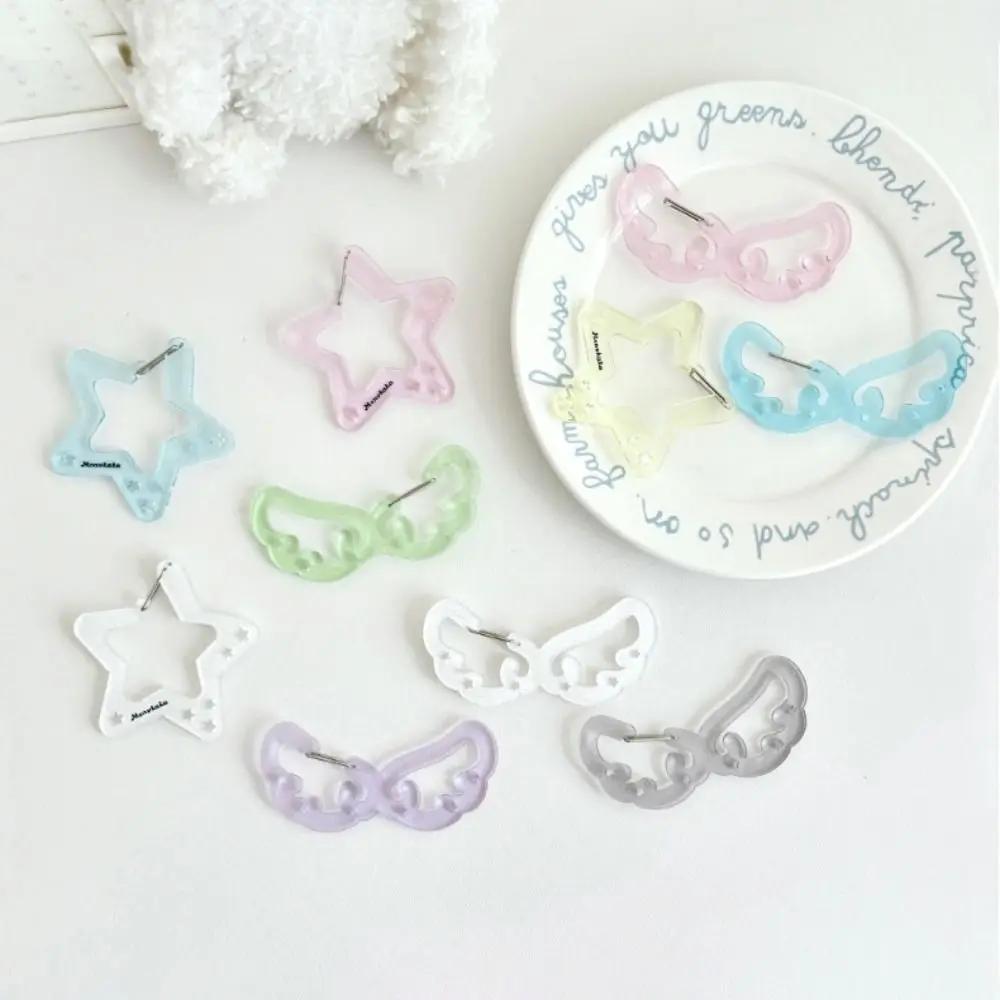 New Wings Stars Shape Carabiner Acrylic Candy Color Card Holder Keychain Multipurpose Keyring Hook