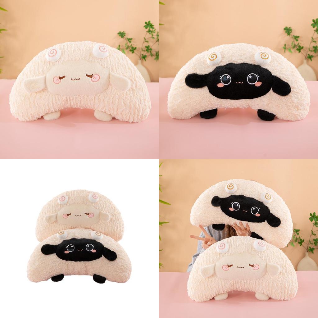 Almofada de Pelúcia de Ovelha Fofa com Material de Pelúcia Curta para Decoração de Cama Infantil