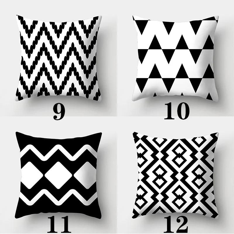 Black and White Series Cushion Cover 45cmX45cm Pillow Case Square Sofa