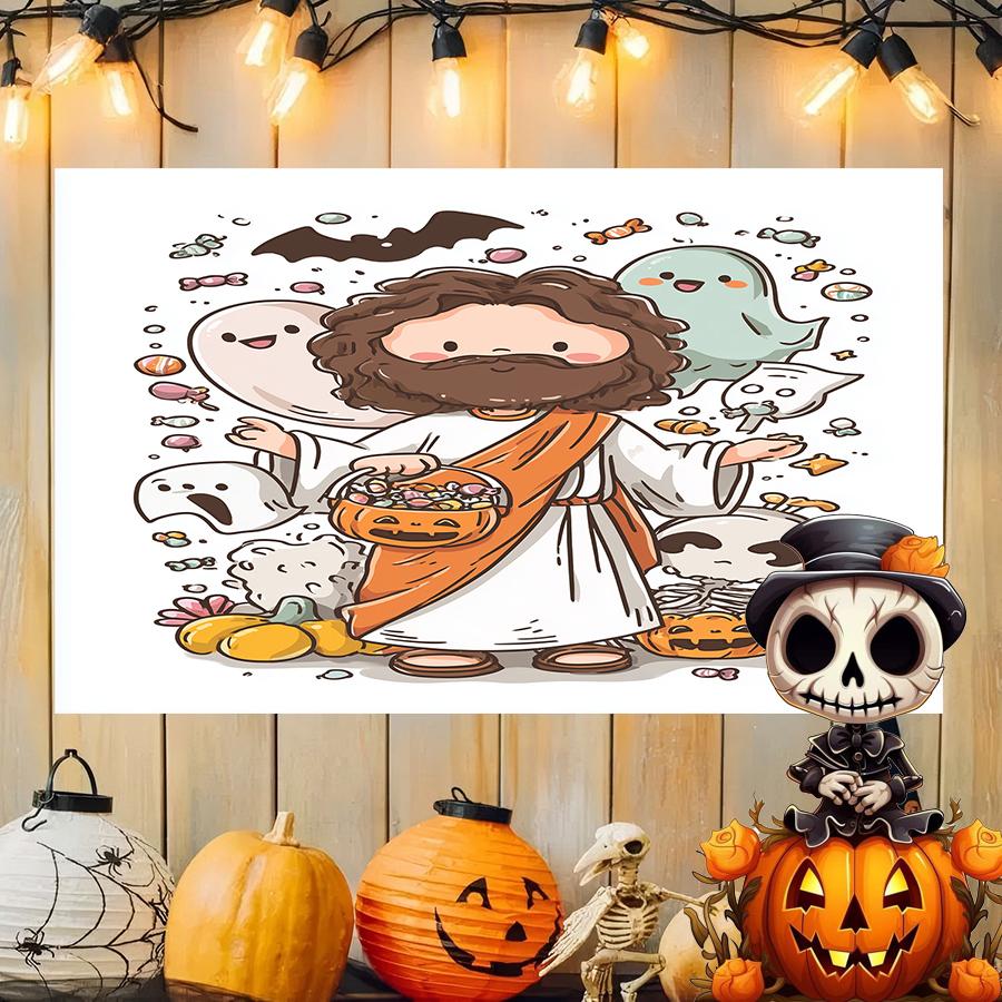 Cute Halloween Jesus Background Cloth Hanging Cloth Bedroom Bedside Decorative Wall Cloth Rental Dormitory Tapestry