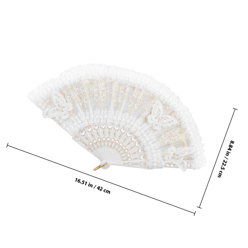 Lace Floral Folding Hand Fans Chinese Retro Style Bridal Wedding Party Dancing Props Lolita Performance Decorative Fan