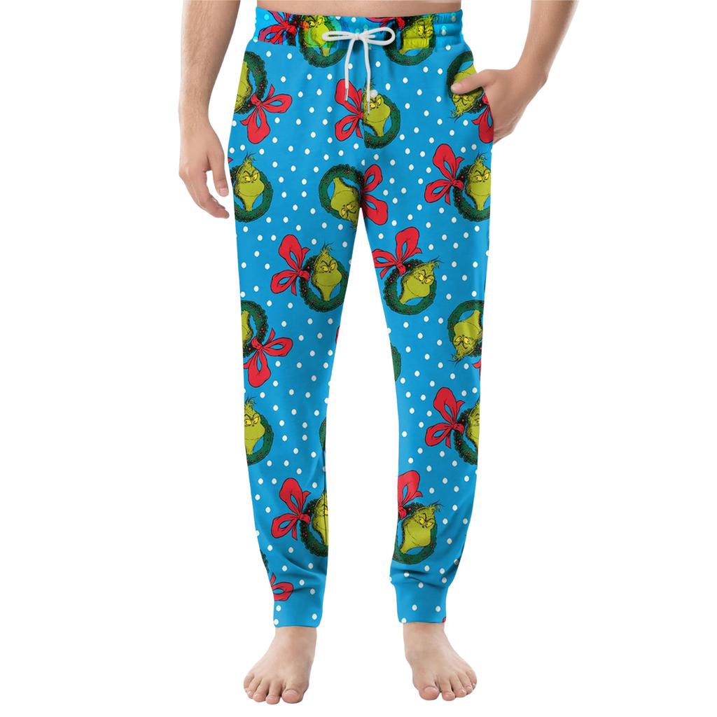 Men's Drawstring Pocket Cuffed Casual Pants Home Sleep Pants