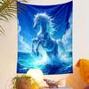 Glowing White Horse in Ocean Waves Patterned Tapestry Decorative Wall Hanging, Home Bedroom Living Room Decor