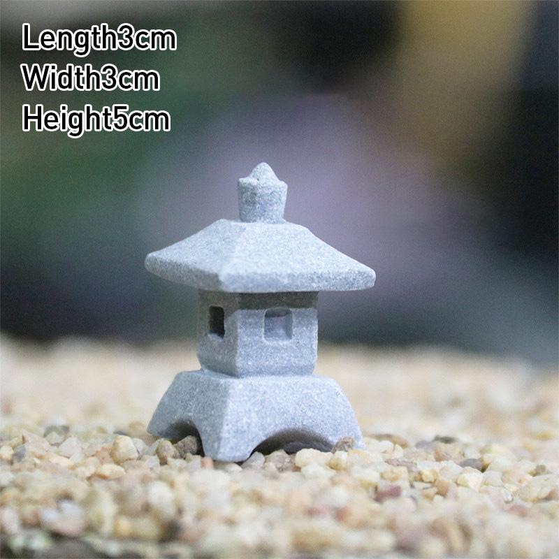 Vintage Zen Miniature Sand Stone Tower Pavilion Ornaments Lantern Figurines Japanese Garden Bonsai Rockery Lanscaping Home Decor