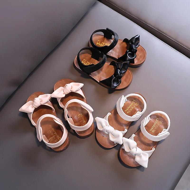 Casual Butterfly-knot Non-slip Soft Kid Toddler Baby Shoes Summer Korean Little Children's Girls Princess Open Toe Beach Sandals