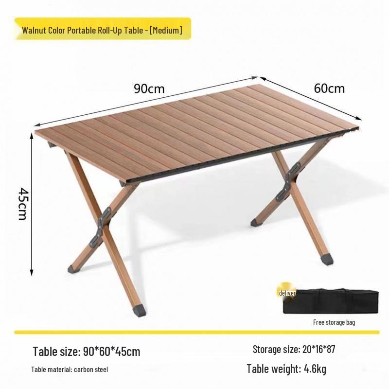 Tragbares Outdoor Klapp-Campingtisch- und Stuhlset mit aufrollbarem Tisch