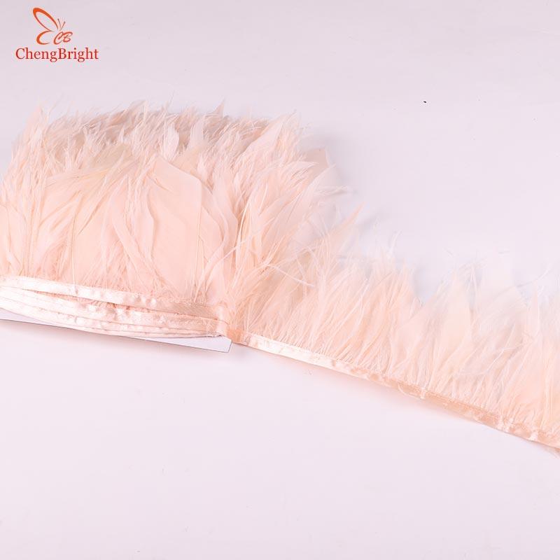 Feather New 50CM White Natural Goose Feather Ostrich Feather Ribbon Mix Ribbon Feathers Trim Fringe Clothing Sewing Decoration