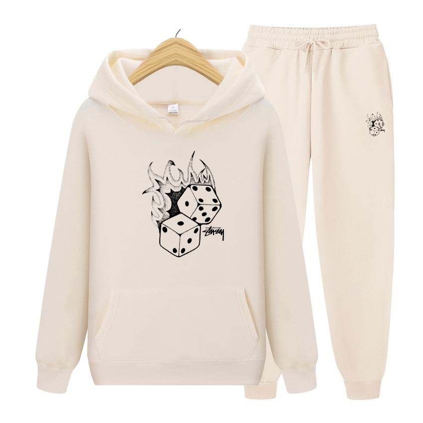 Fashion Tracksuit For Women Men Dice Print Hoodie Clothing Men Running Set Jogging Trouser Patchwork Fitness Run Suit Clothing