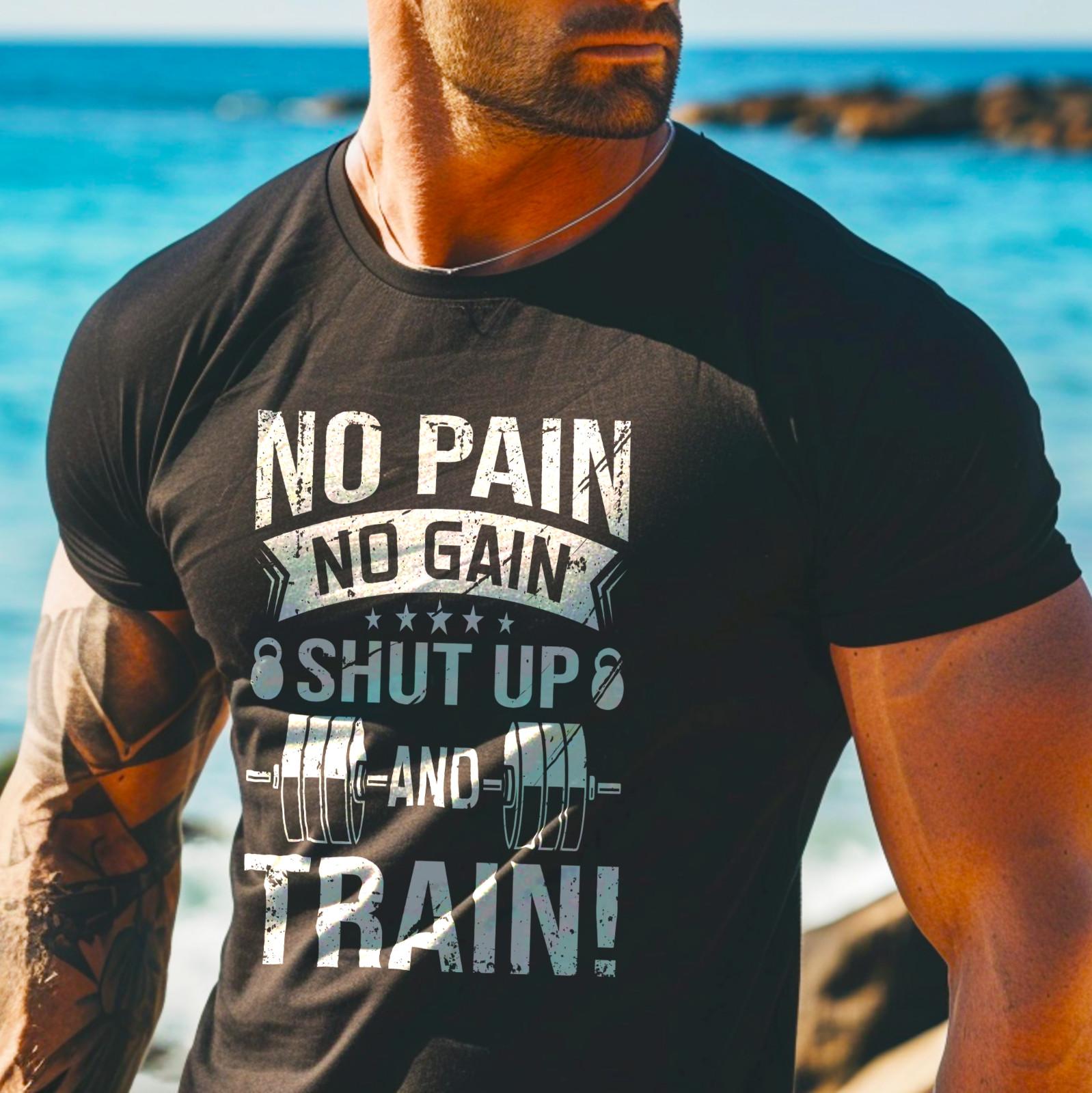 No Pain No Gain Gym Bodybuilding Training Workout Boxing MMA T-shirt M